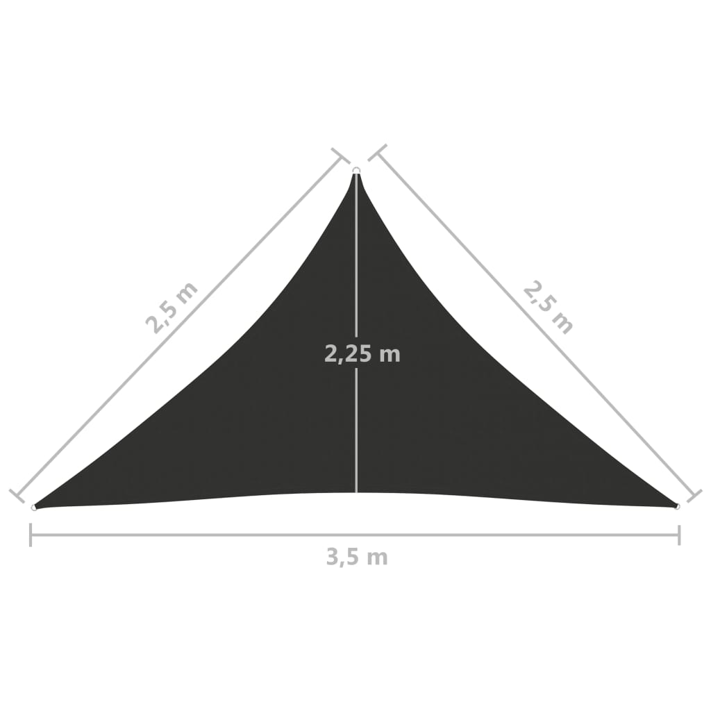 vidaXL saulessargs, 2,5x2,5x3,5 m, trijstūra, antracītpelēks audums
