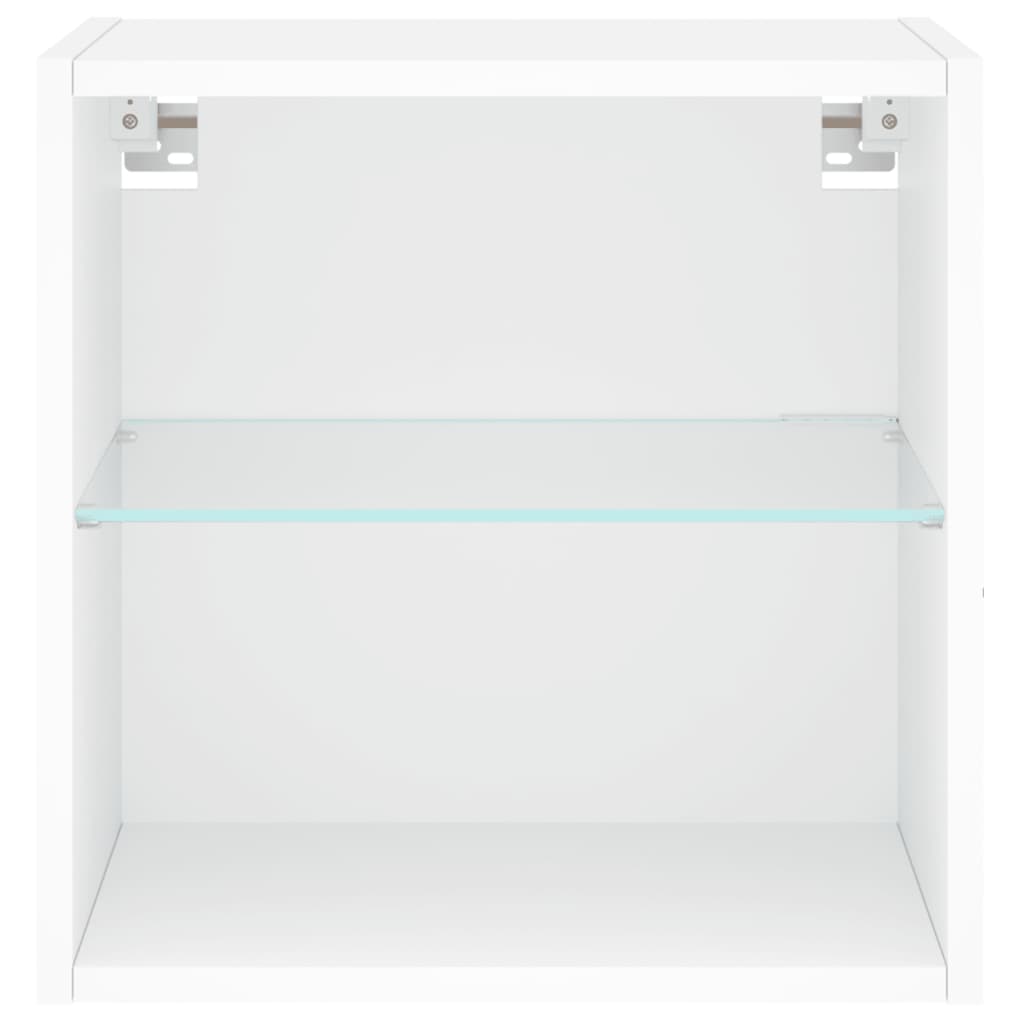 vidaXL sienas naktsskapītis ar LED, balti