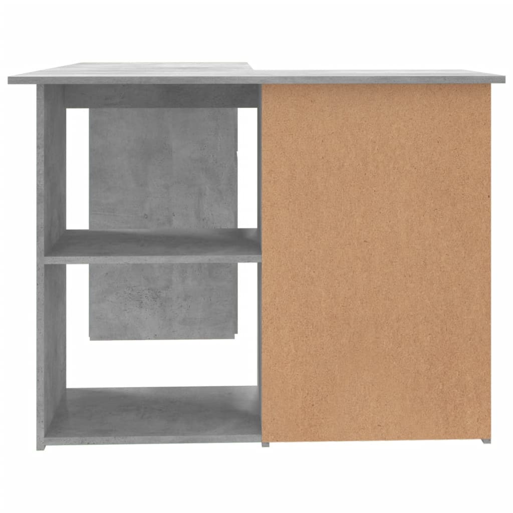 vidaXL stūra rakstāmgalds, betonpelēks, 145x100x76 cm, skaidu plāksne