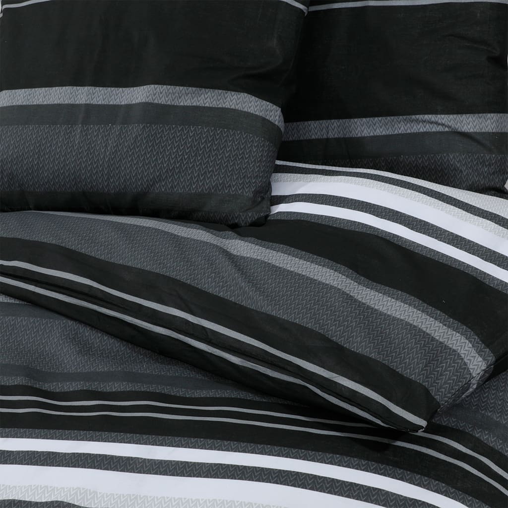 vidaXL gultasveļas komplekts, melns un balts, 140x200 cm, kokvilna