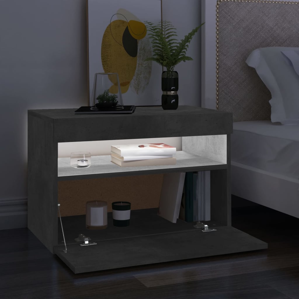 vidaXL TV galdiņš ar LED lampiņām, 60x35x40 cm, betona pelēks