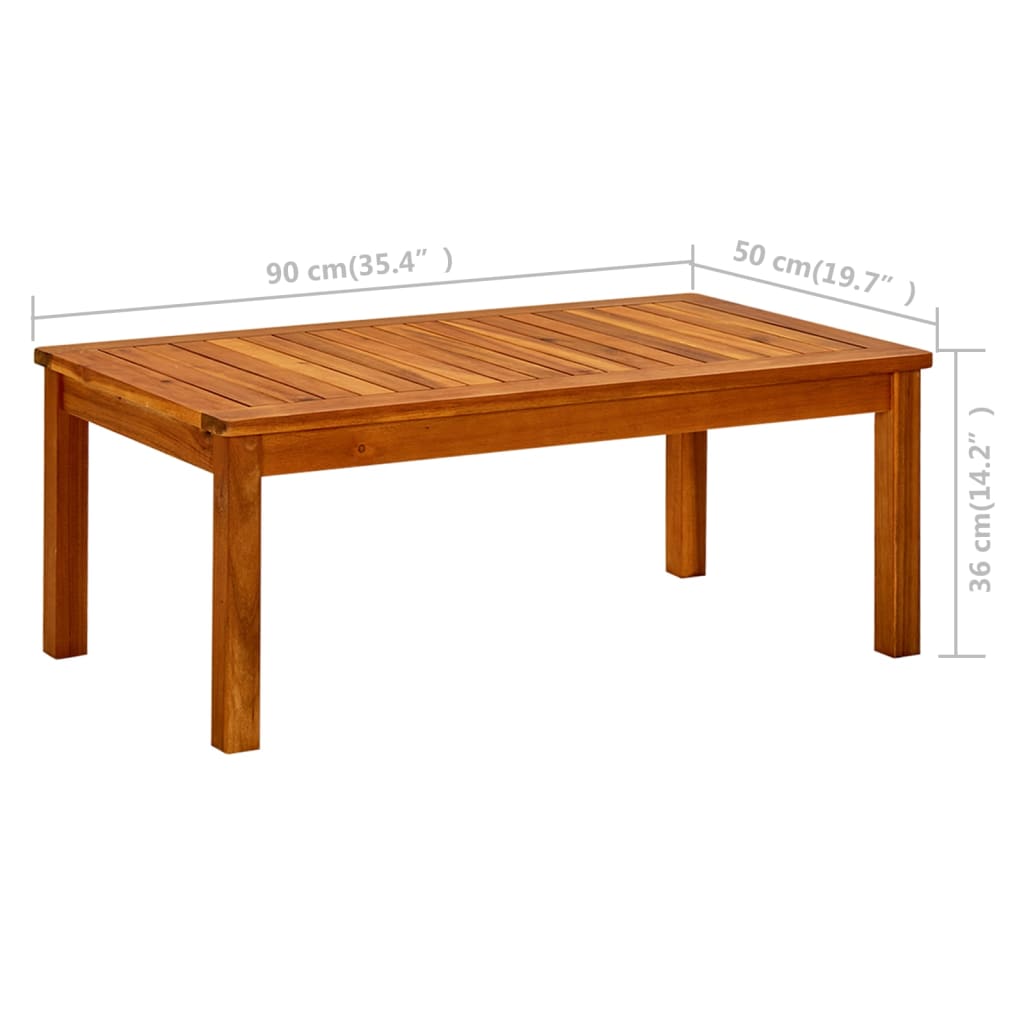 vidaXL dārza galdiņš, 90x50x36 cm, akācijas masīvkoks