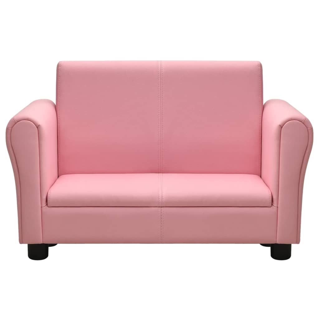 vidaXL bērnu dīvāns ar kājsoliņu, rozā mākslīgā āda