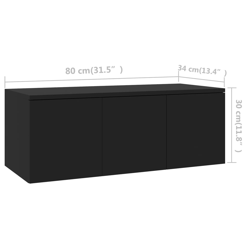 vidaXL TV skapītis, melns, 80x34x30 cm, skaidu plāksne