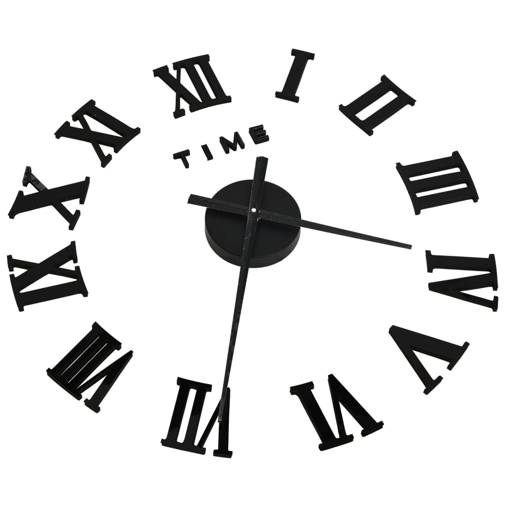 vidaXL 3D sienas pulkstenis, moderns dizains, melns, 100 cm, XXL
