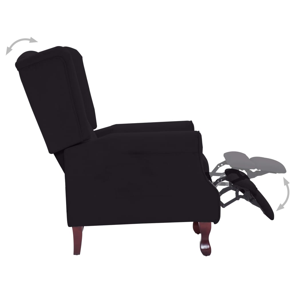 vidaXL atgāžams krēsls, melns audums