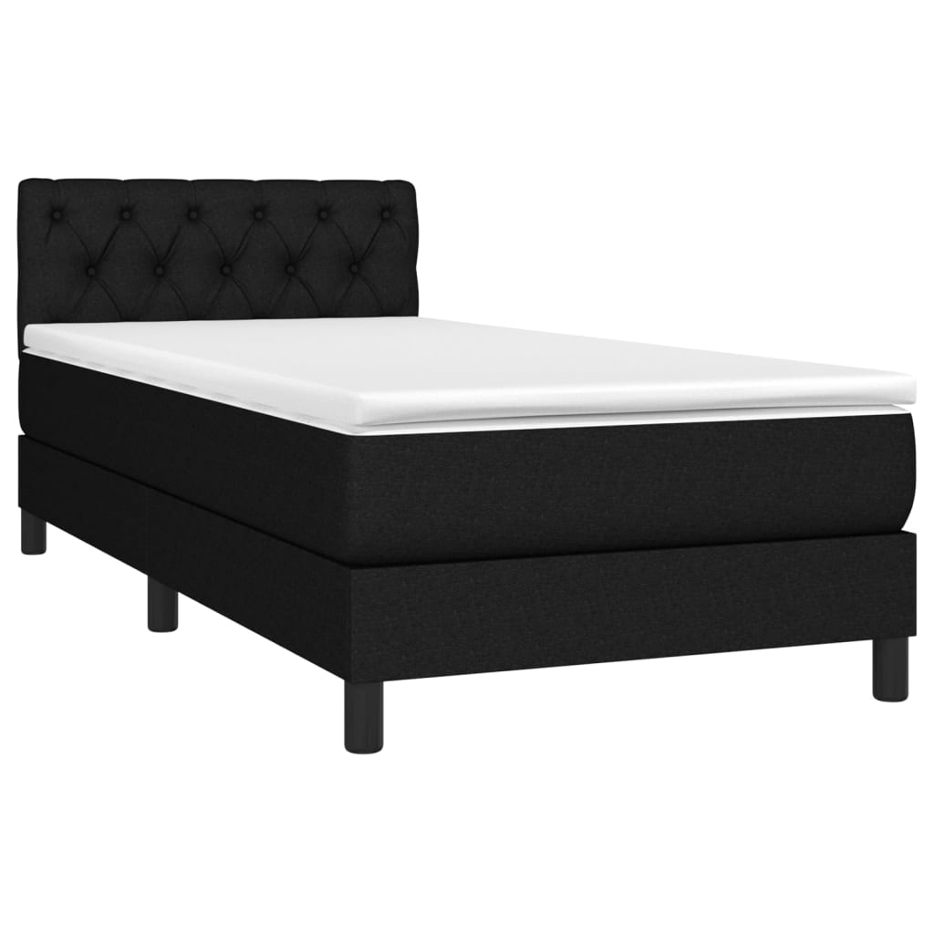 vidaXL atsperu gulta ar matraci, LED, melns audums, 80x200 cm