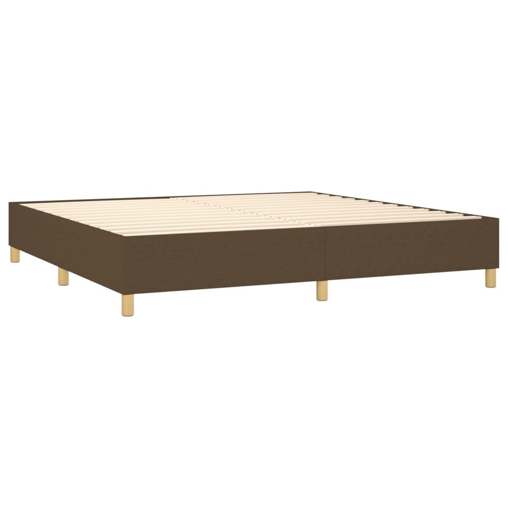 vidaXL atsperu gultas rāmis ar matraci, tumši brūna, 200x200cm, audums