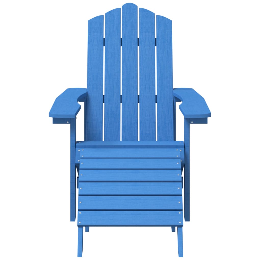 vidaXL dārza krēsls ar kāju balstu, HDPE, zils
