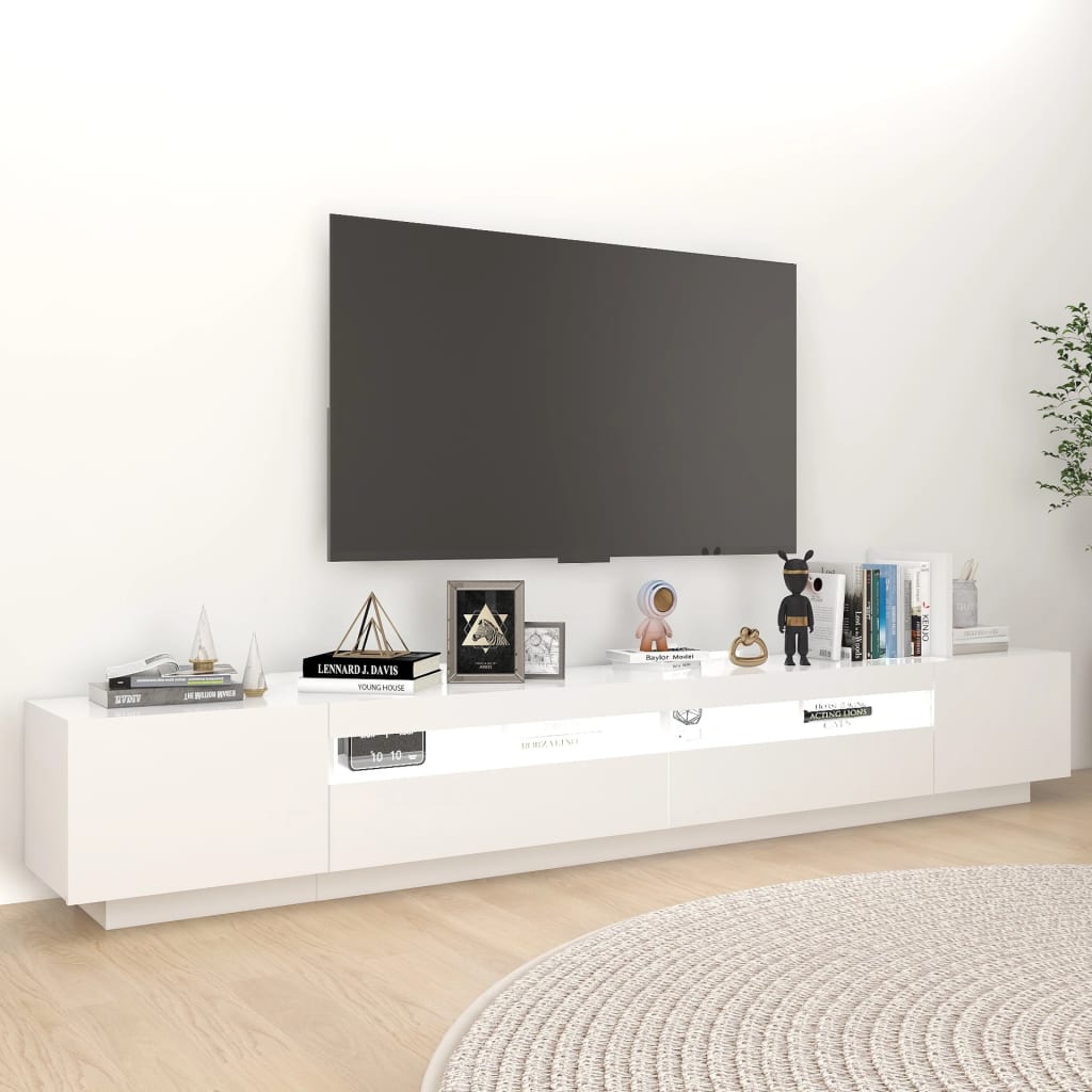 vidaXL TV skapītis ar LED lampiņām, 260x35x40 cm, balts