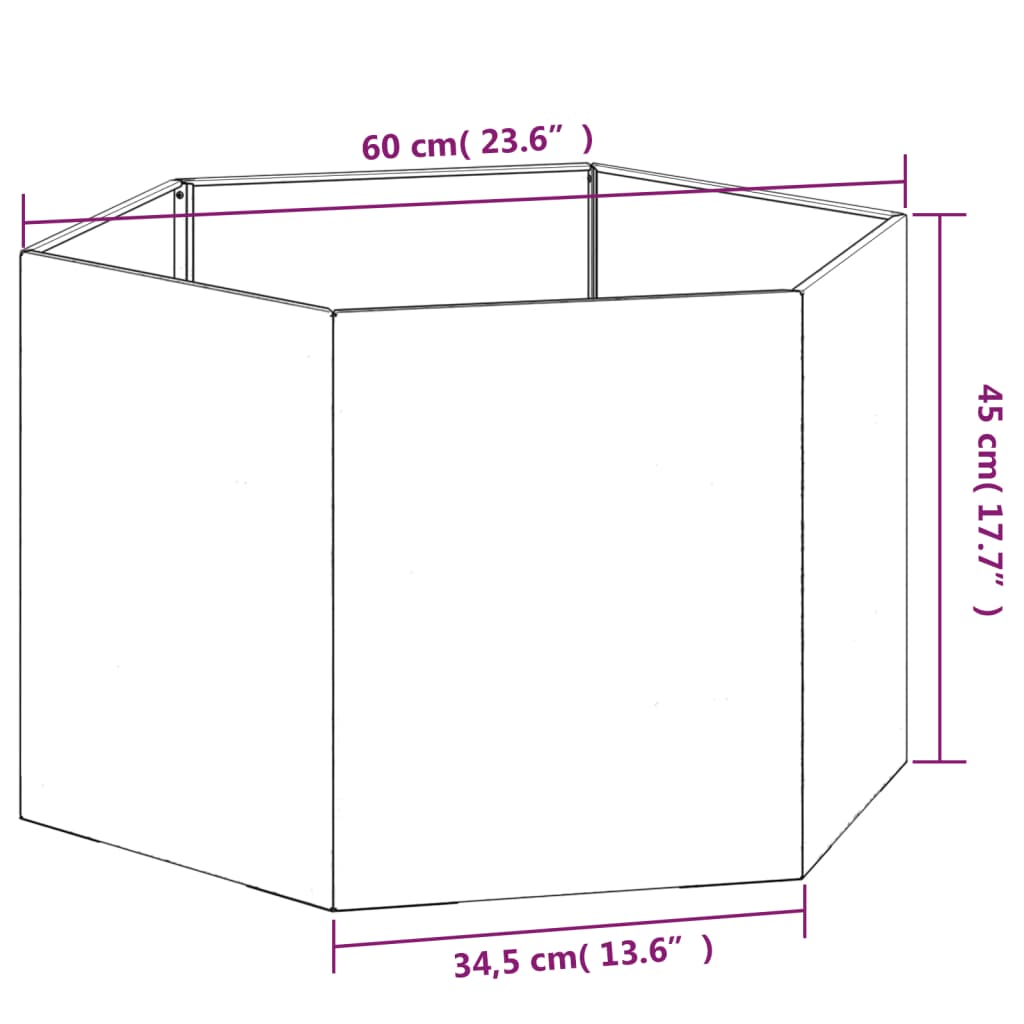 vidaXL dārza puķu kaste, rūsas krāsā, 60x60x45 cm, kortena tērauds
