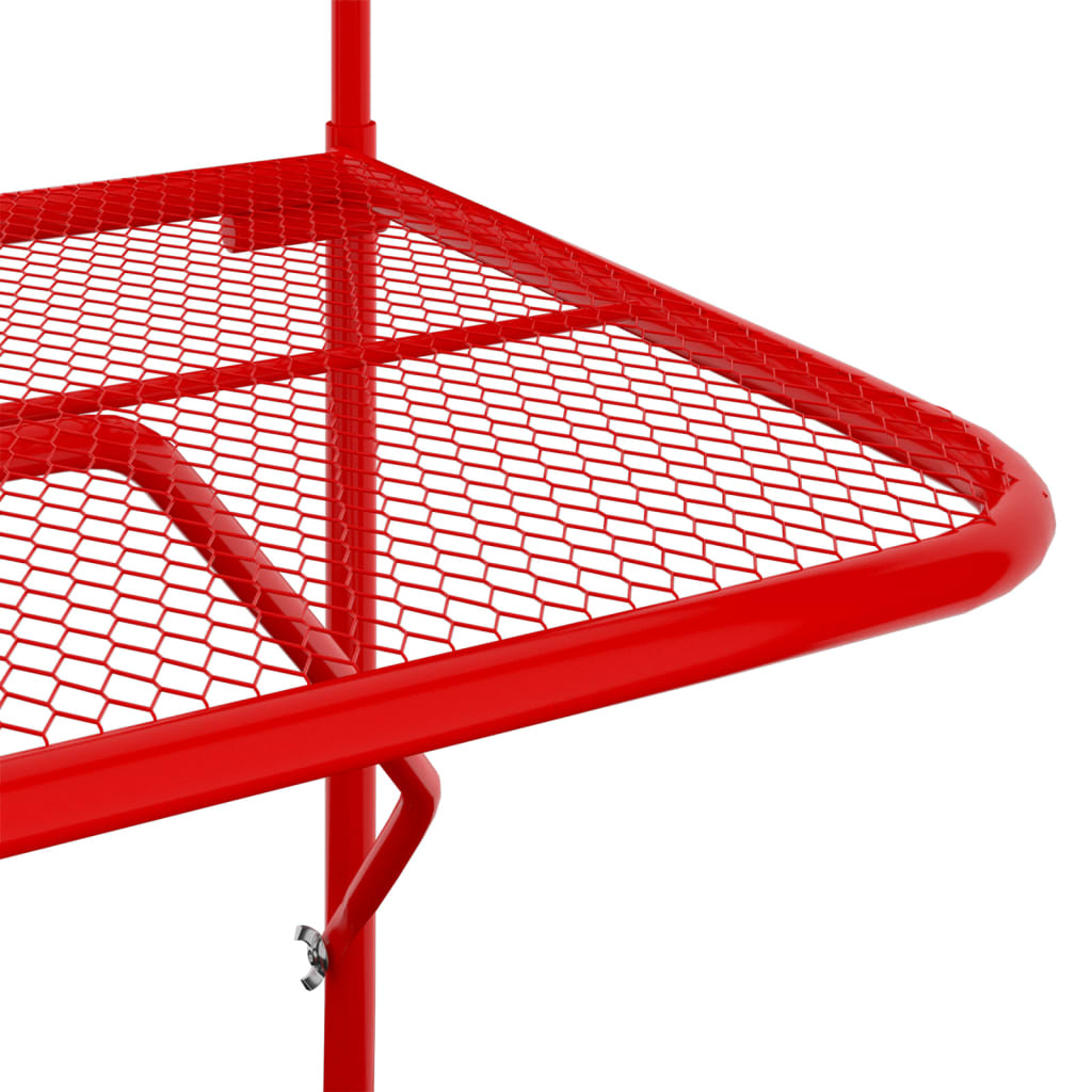 vidaXL balkona galdiņš, sarkans, 60x40 cm, tērauds