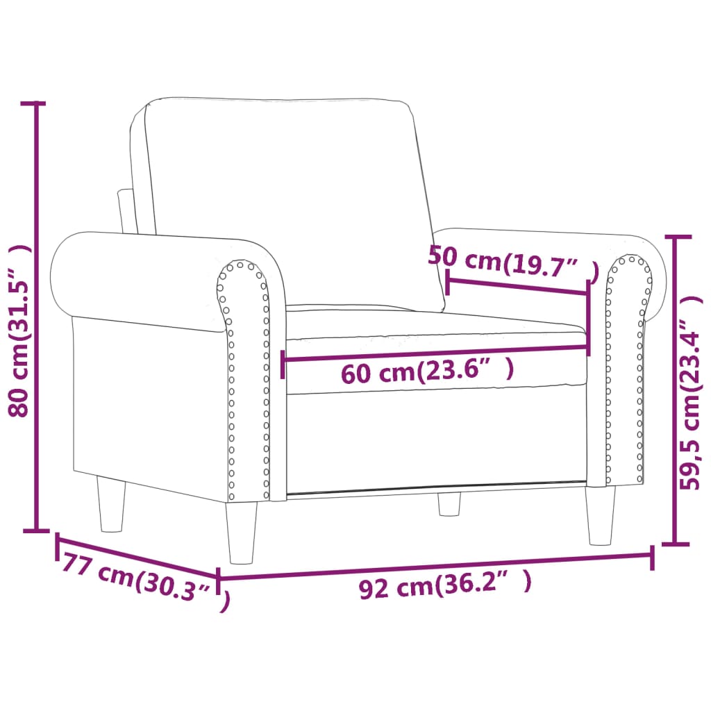 vidaXL atpūtas krēsls, gaiši pelēks, 60 cm, samts
