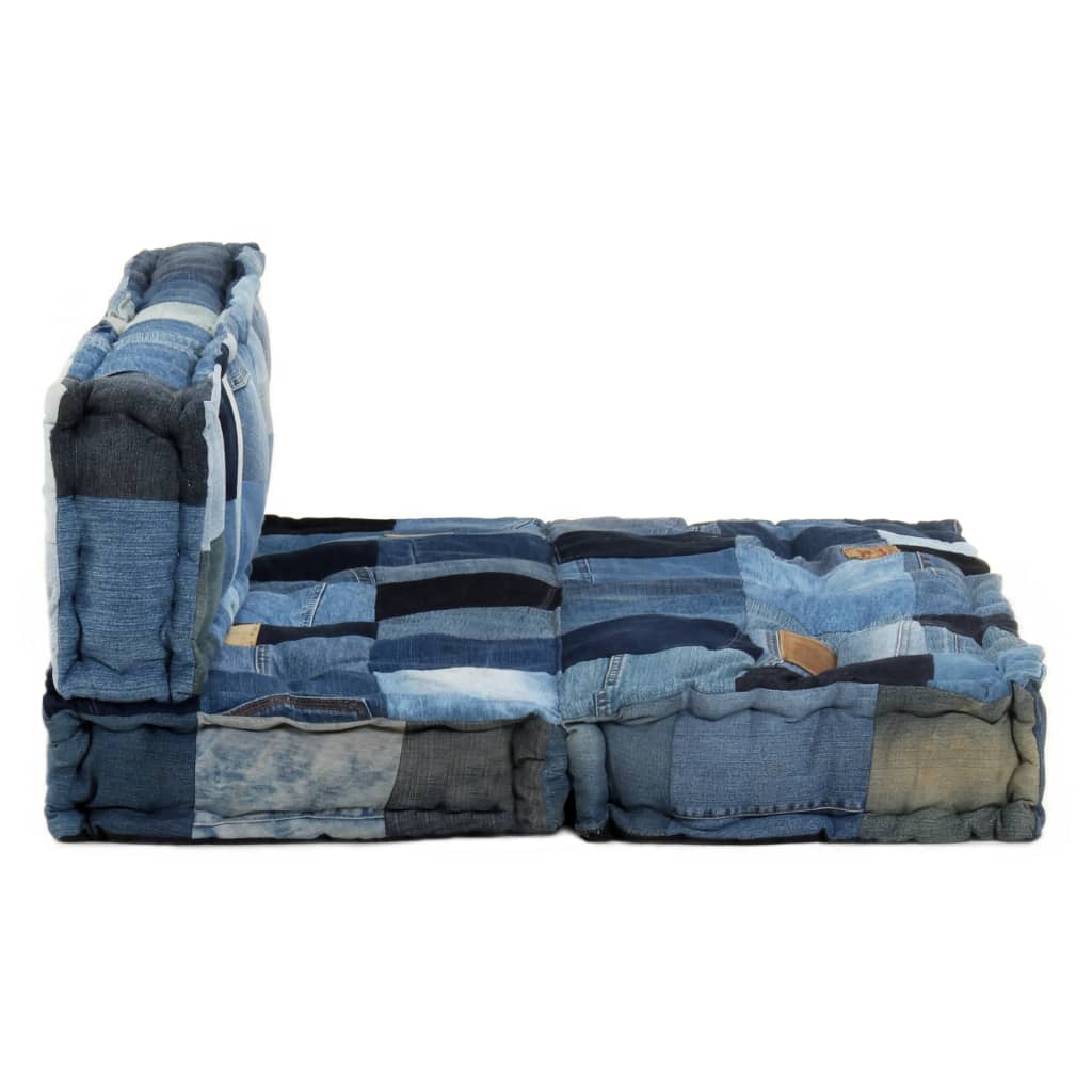vidaXL 2-daļīgs palešu dīvānu matraču komplekts, zila džinsa mozaīka