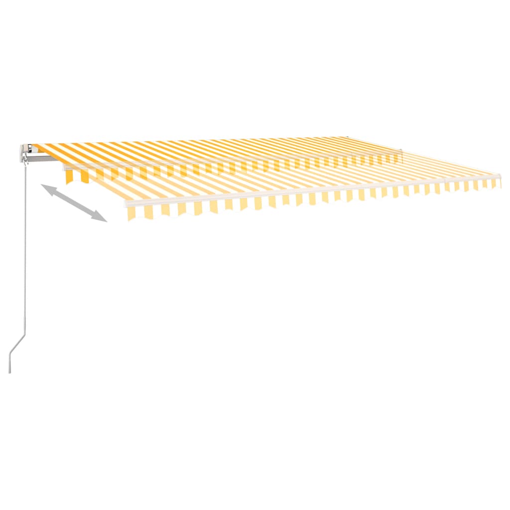 vidaXL izvelkama markīze ar LED un vēja sensoru, 5x3,5 m, dzeltenbalta