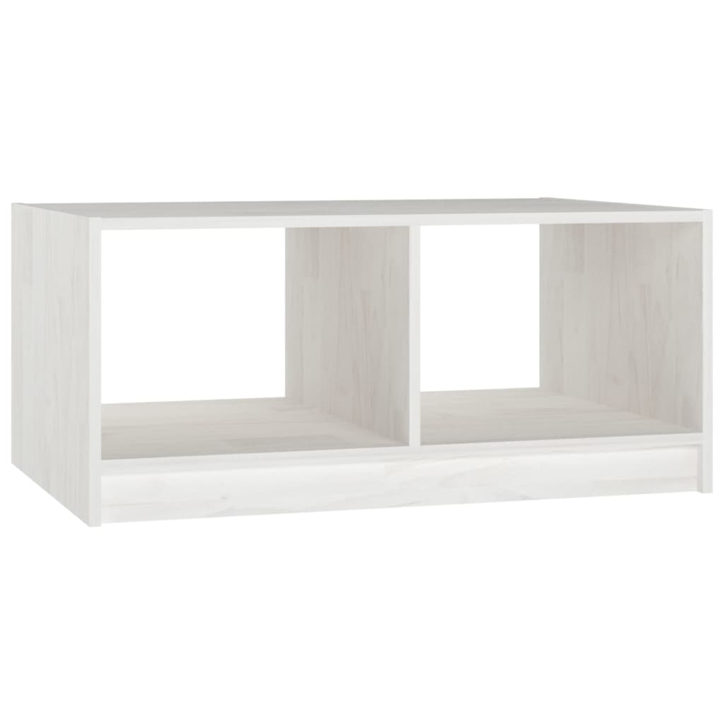 vidaXL kafijas galdiņš, balts, 75x50x33,5 cm, priedes masīvkoks