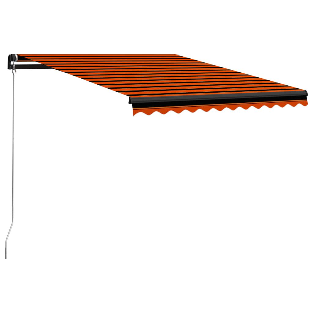 vidaXL izvelkama markīze ar LED, manuāla, 300x250 cm, oranža un brūna