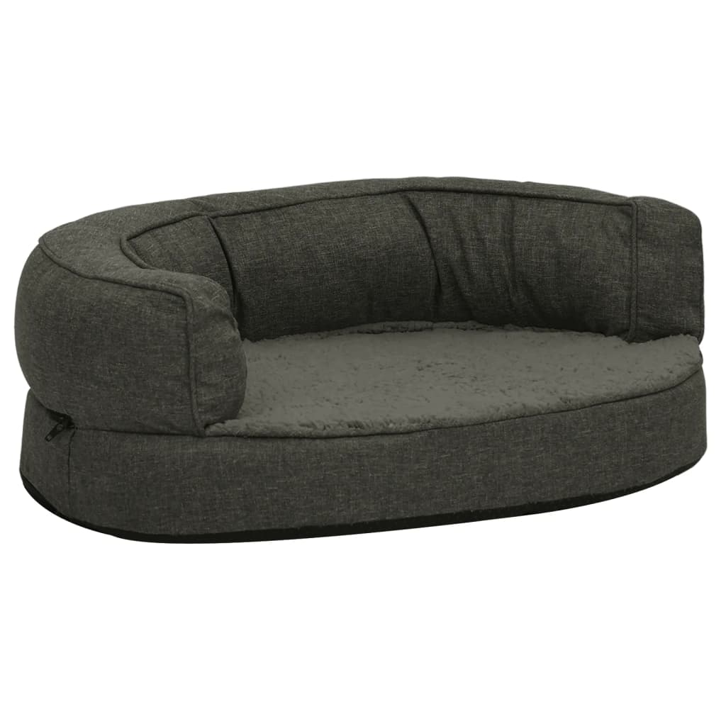 vidaXL ergonomiska suņu gulta, 60x42 cm, lina dizains, tumši pelēka