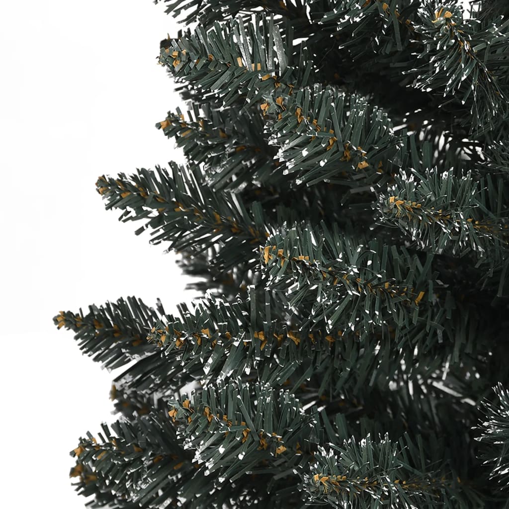 vidaXL mākslīgā Ziemassvētku egle ar statīvu, šaura, 180 cm, zaļa, PVC