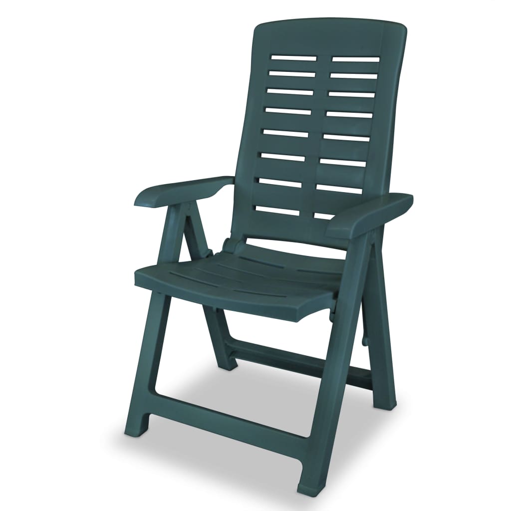 vidaXL atgāžami dārza krēsli, 4 gab., plastmasa, zaļi