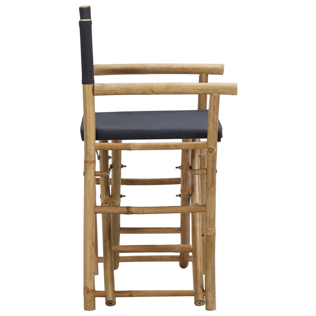 vidaXL režisora krēsli, 2 gab., saliekami, bambuss, pelēks audums