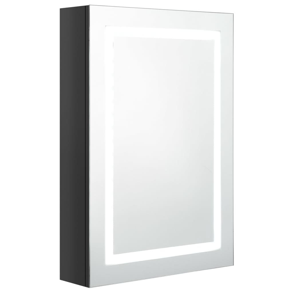vidaXL vannasistabas skapītis ar spoguli un LED, 50x13x70 cm, melns