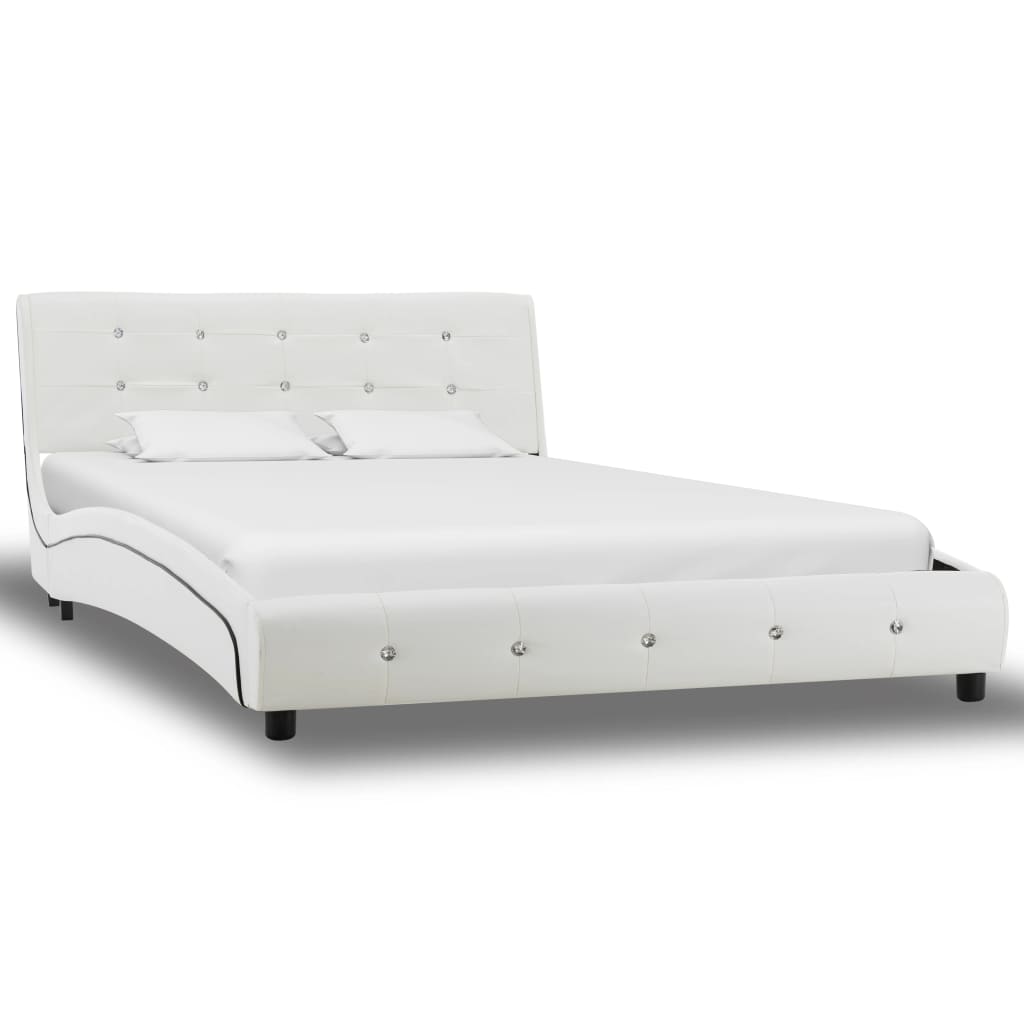 vidaXL gultas rāmis, 120x200 cm, balta mākslīgā āda