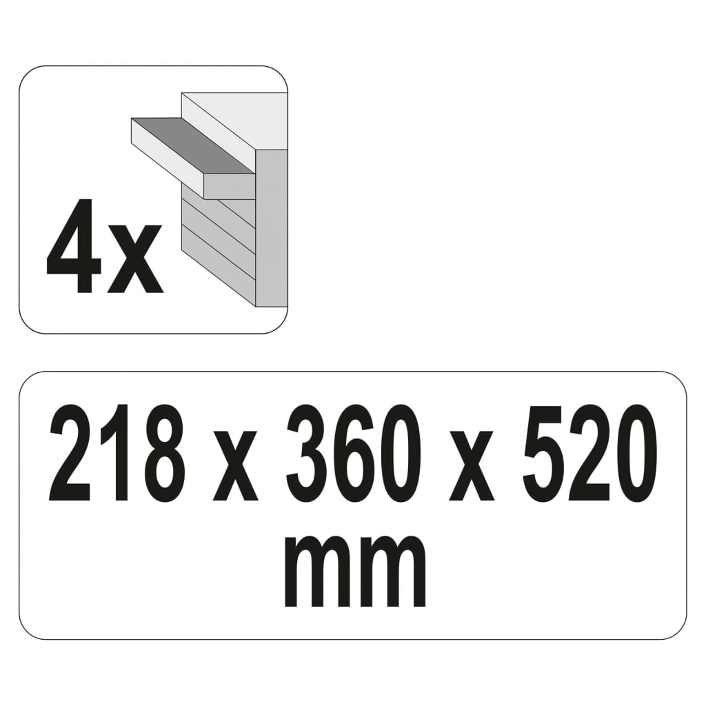 YATO instrumentu kaste ar 4 atvilktnēm, 52x21,8x36 cm