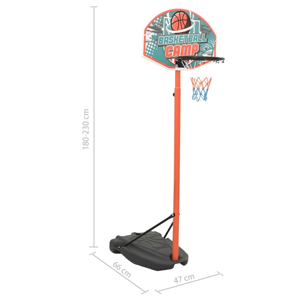 vidaXL basketbola komplekts, regulējams 180-230 cm, pārvietojams