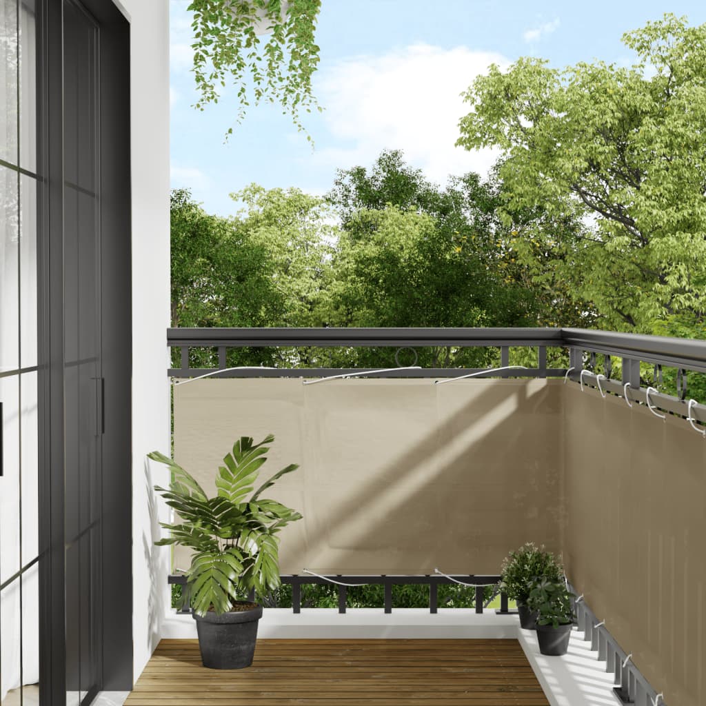 vidaXL balkona aizslietnis, bēšs, 75x1000 cm, 100% poliestera oksforda