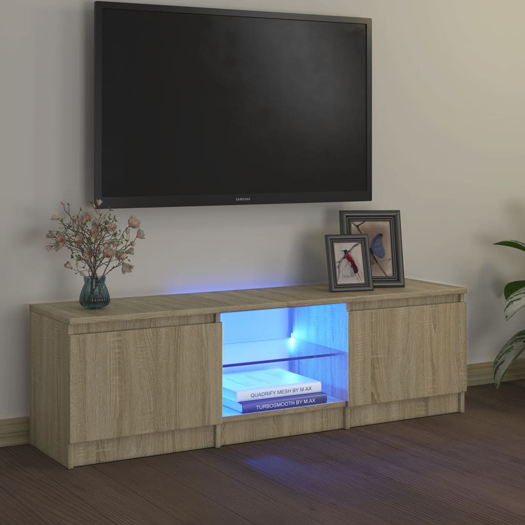 vidaXL TV skapītis ar LED gaismiņām, 120x30x35,5 cm, ozolkoka krāsa