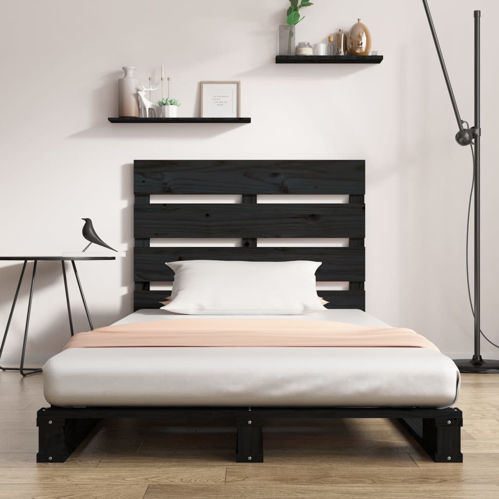 vidaXL gultas rāmis, melns, 100x200 cm, priedes masīvkoks