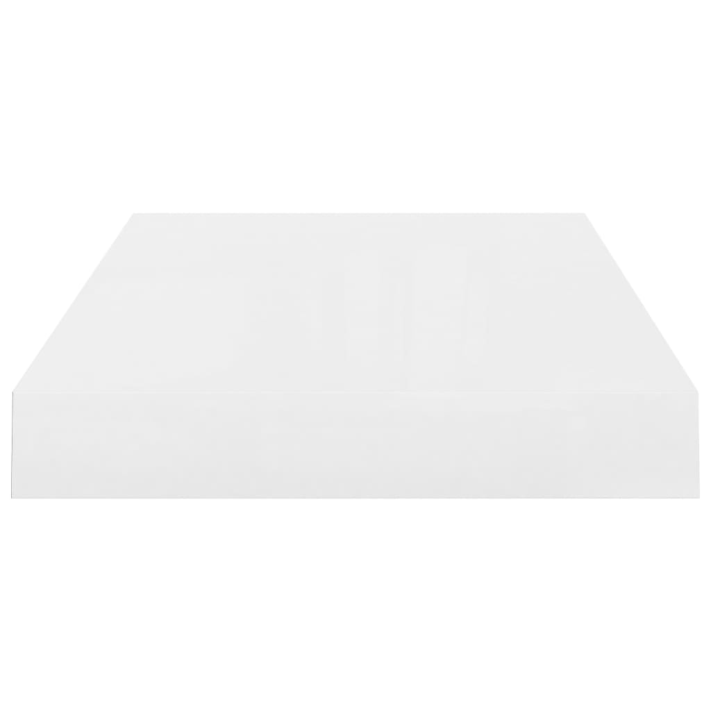 vidaXL sienas plaukti, 2 gab., spīdīgi balti, 40x23x3,8 cm, MDF
