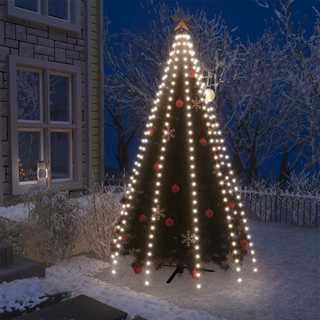 vidaXL Ziemassvētku lampiņas, 250 LED, 250 cm, vēsi baltas