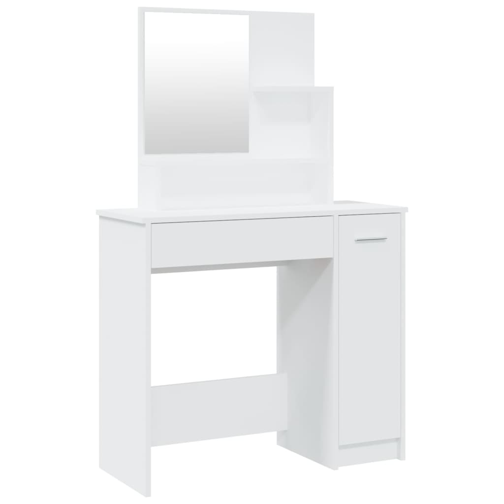 vidaXL galdiņš ar spoguli, balts, 86,5x35x136 cm