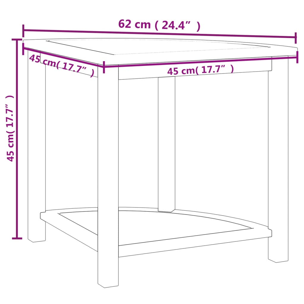 vidaXL vannasistabas galdiņš, 45x45x45 cm, masīvs tīkkoks