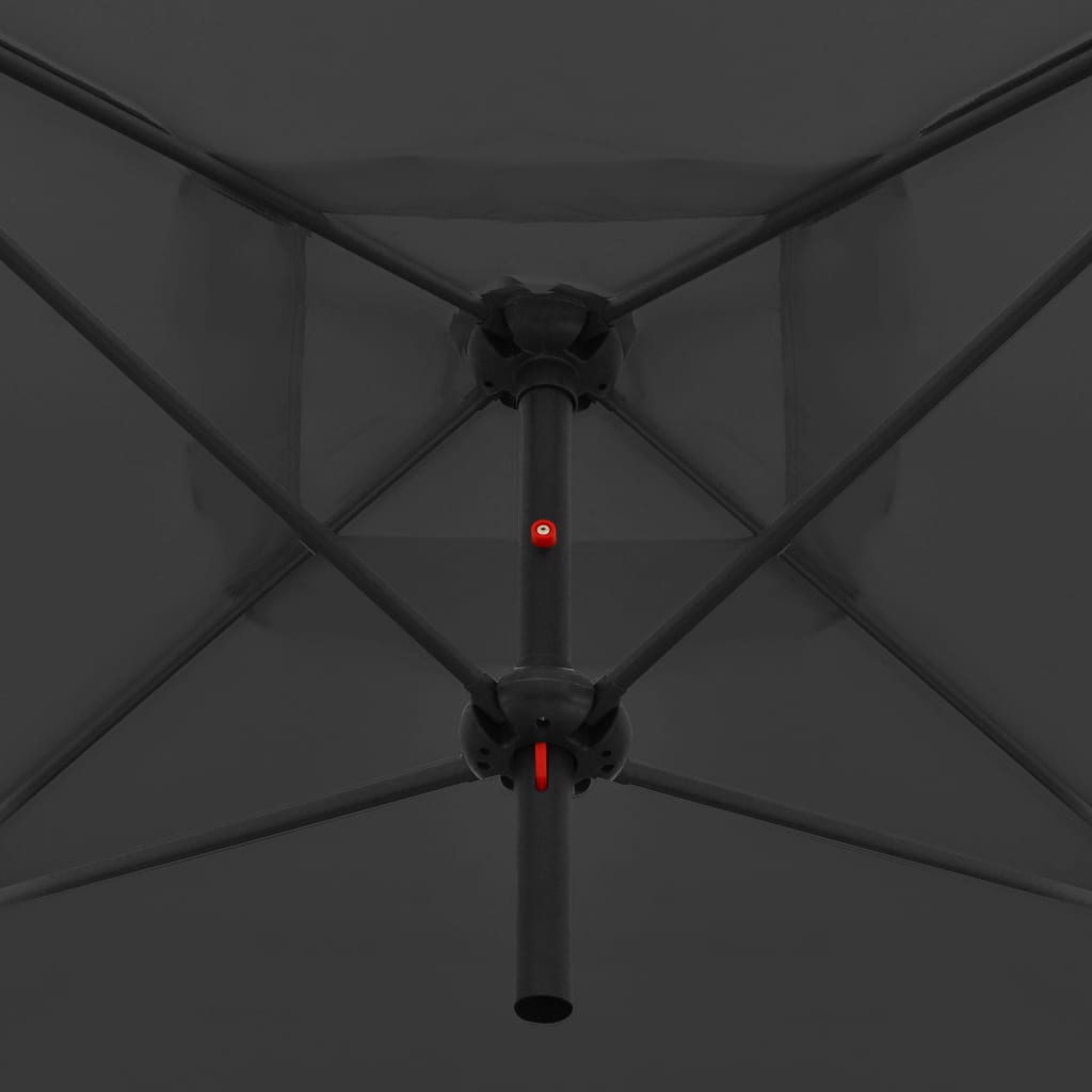 vidaXL dubultais saulessargs ar tērauda kātu, 250x250 cm, pelēks