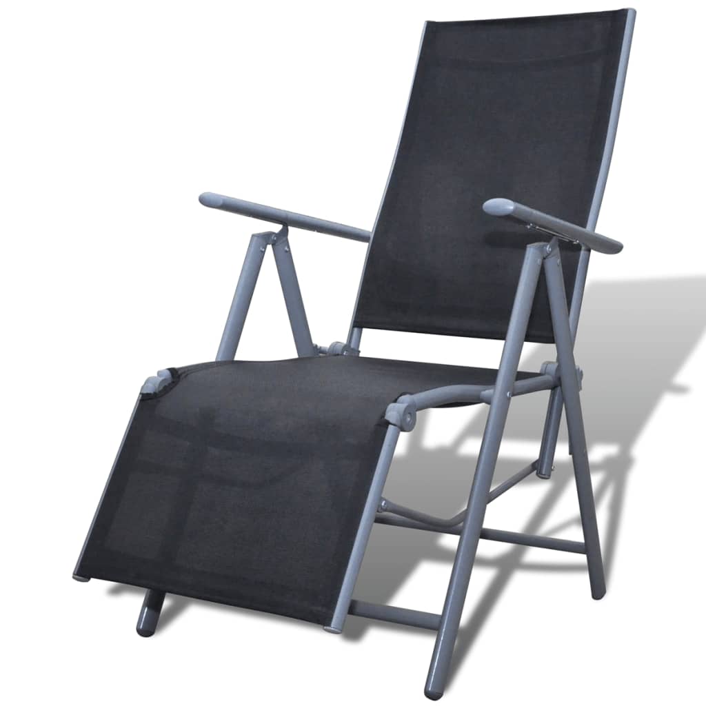 vidaXL dārza atpūtas krēsls, alumīnijs, melns
