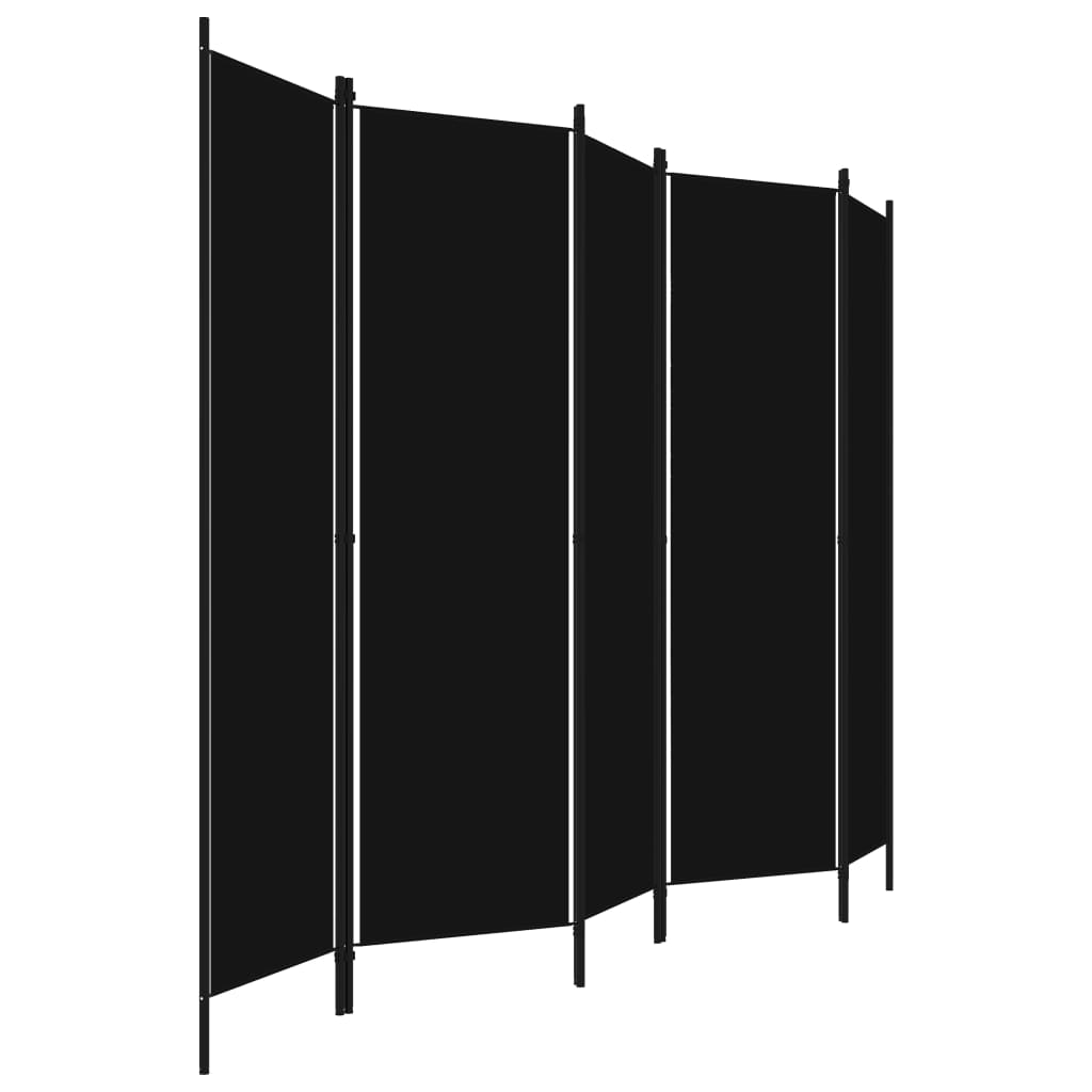 vidaXL 5-paneļu istabas aizslietnis, melns, 250x180 cm