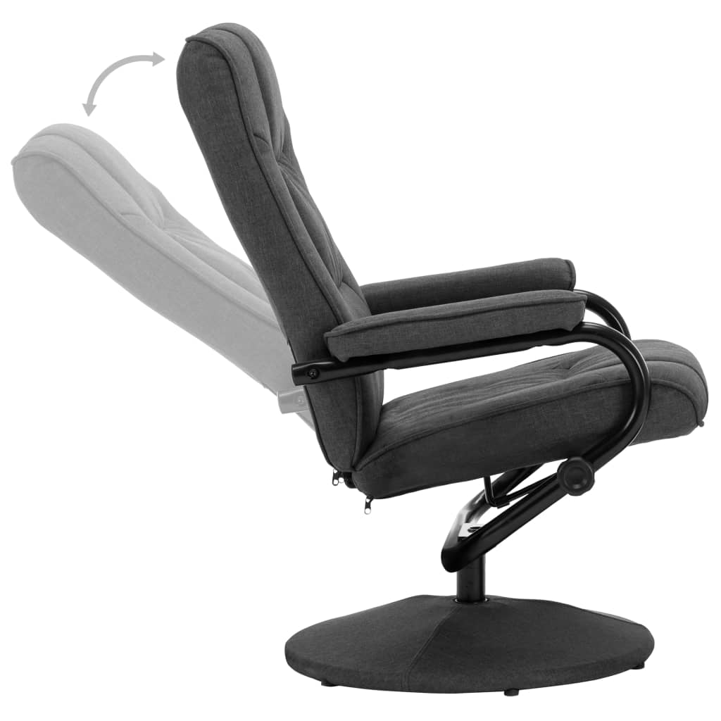 vidaXL krēsls ar kāju balstu, tumši pelēks audums