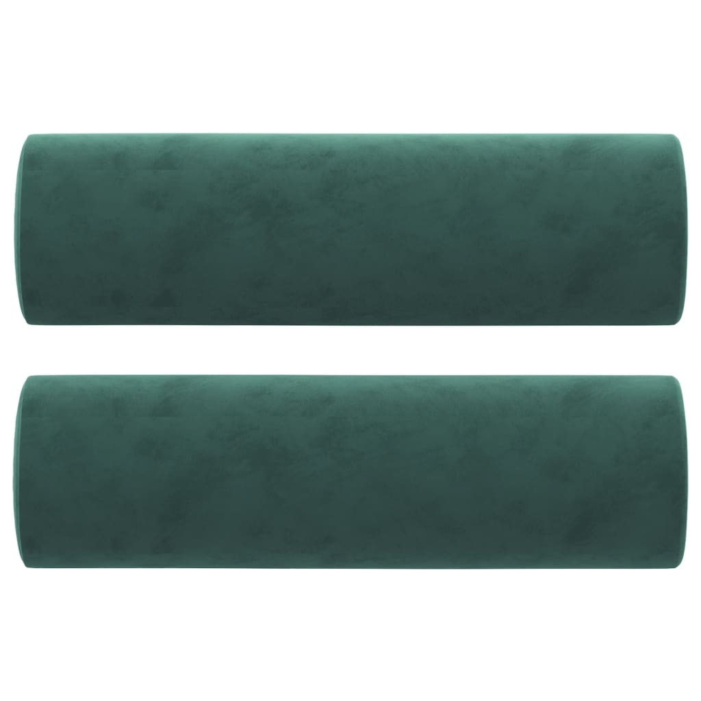 vidaXL trīsvietīgs dīvāns ar spilveniem, tumši zaļš, 180 cm, samts