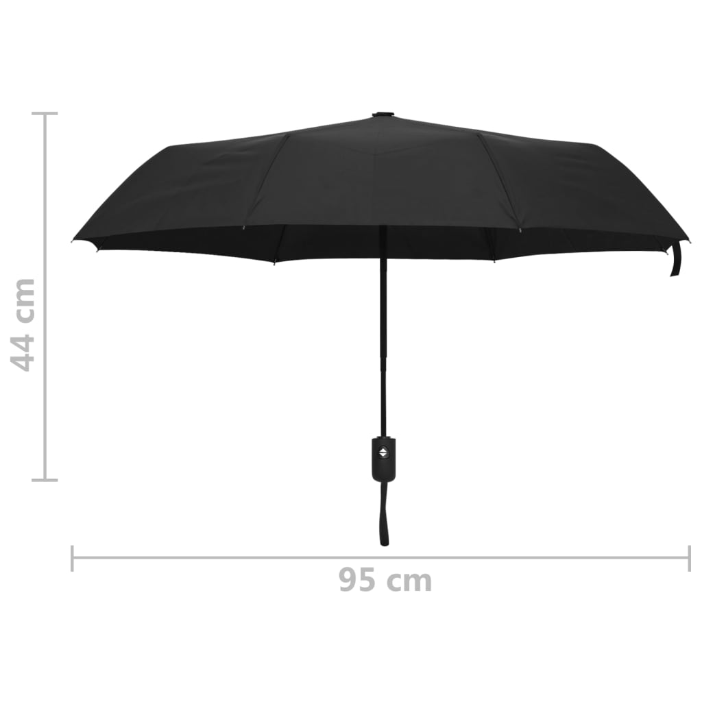 vidaXL lietussargs, automātiska aiztaisīšanās, 95 cm, melns