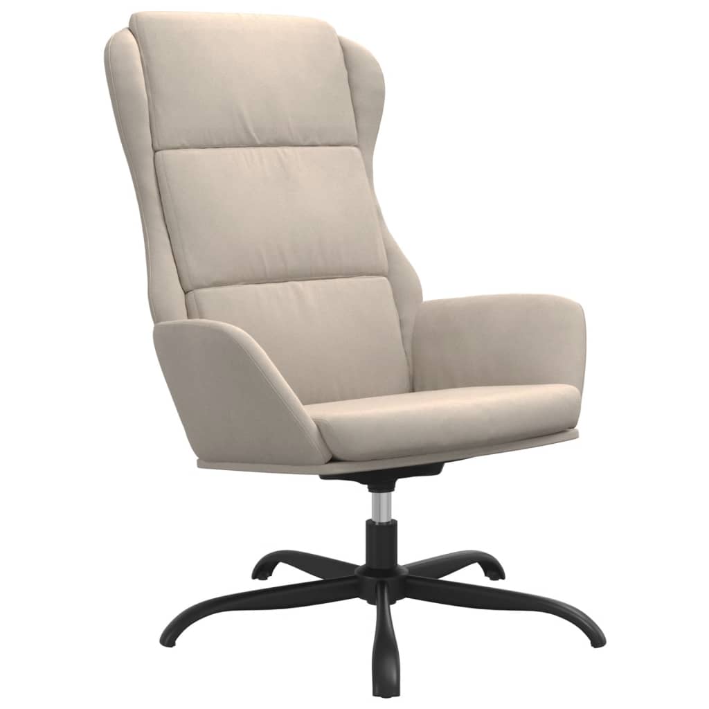 vidaXL atpūtas krēsls ar kājsoliņu, krēmkrāsas mikrošķiedras audums
