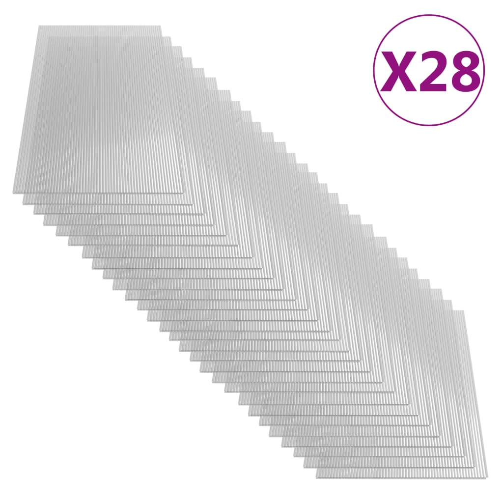 vidaXL polikarbonāta loksnes, 28 gab., 4 mm, 121x60 cm