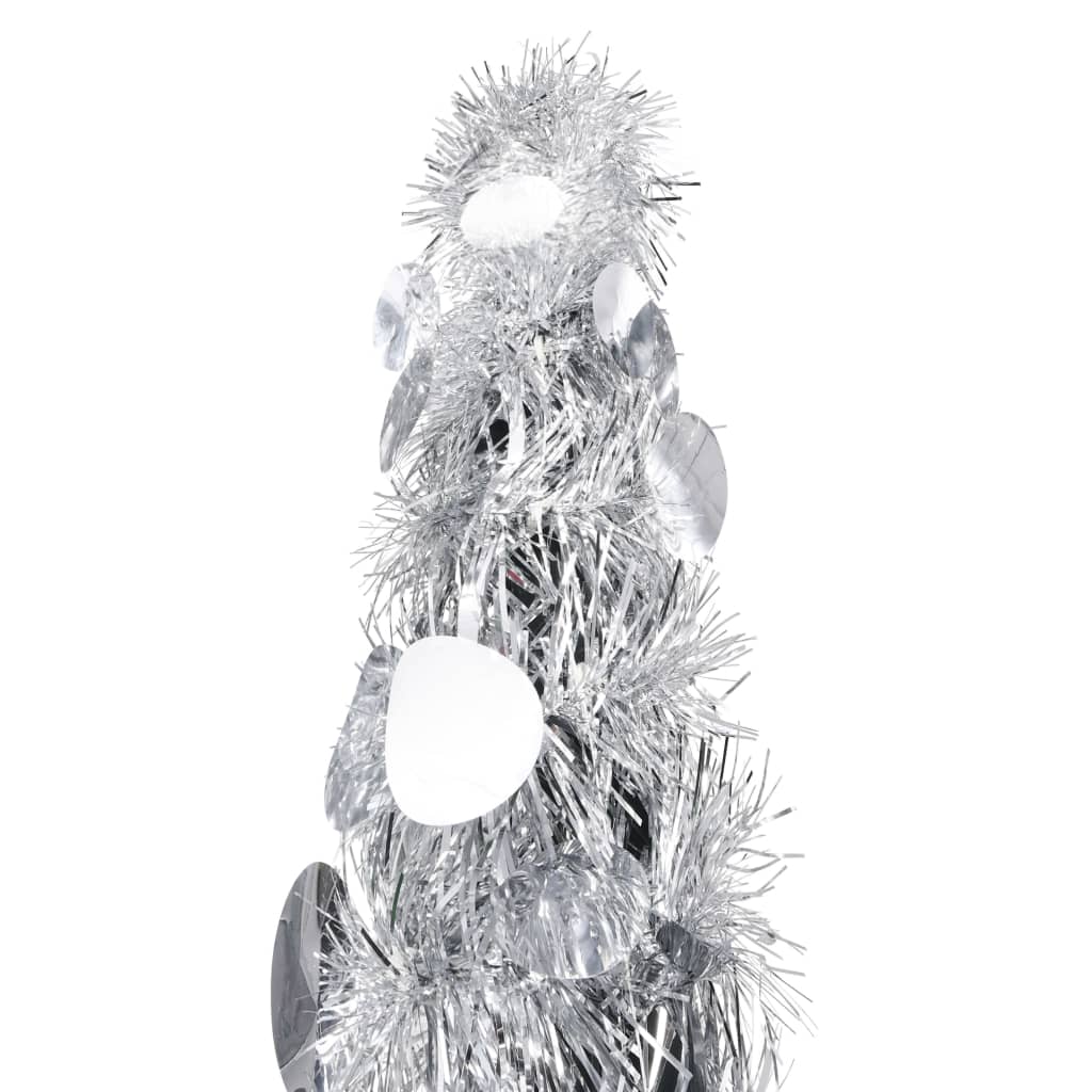 vidaXL mākslīgā Ziemassvētku egle, saliekama, sudrabaina, 150 cm, PET