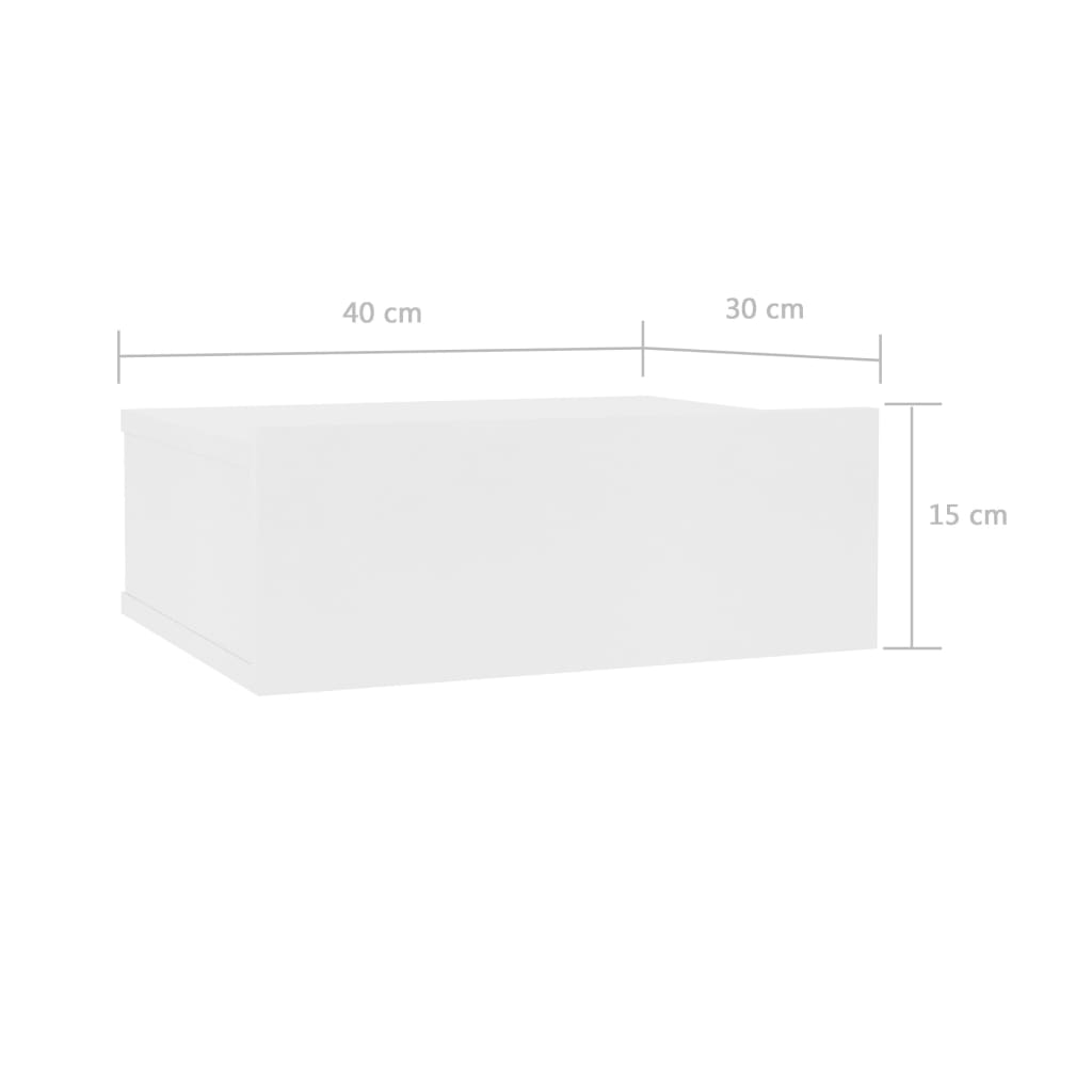 vidaXL naktsskapīši, 2 gab., 40x30x15 cm, stiprināmi pie sienas, balti