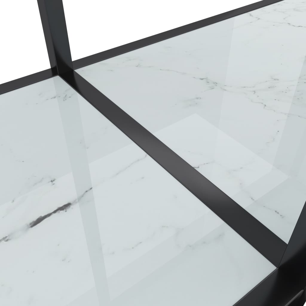 vidaXL konsoles galds, 220x35x75,5 cm, balts, rūdīts stikls
