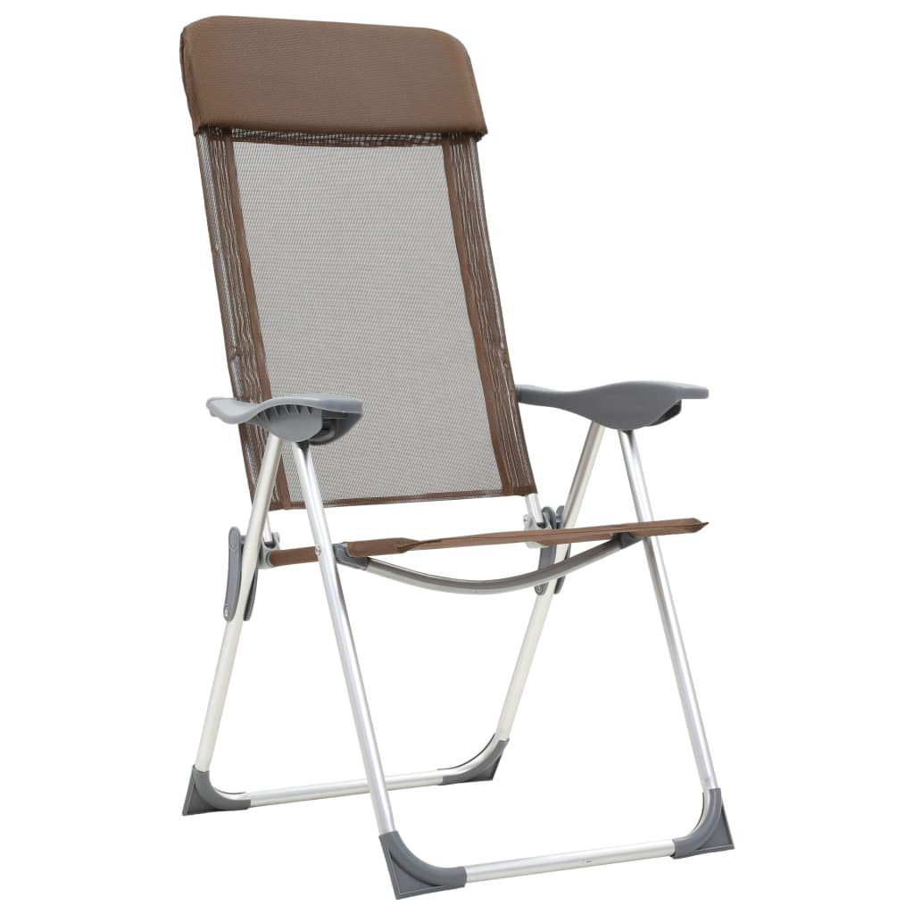 vidaXL kempinga krēsli, 4 gab., brūni, alumīnijs, salokāmi