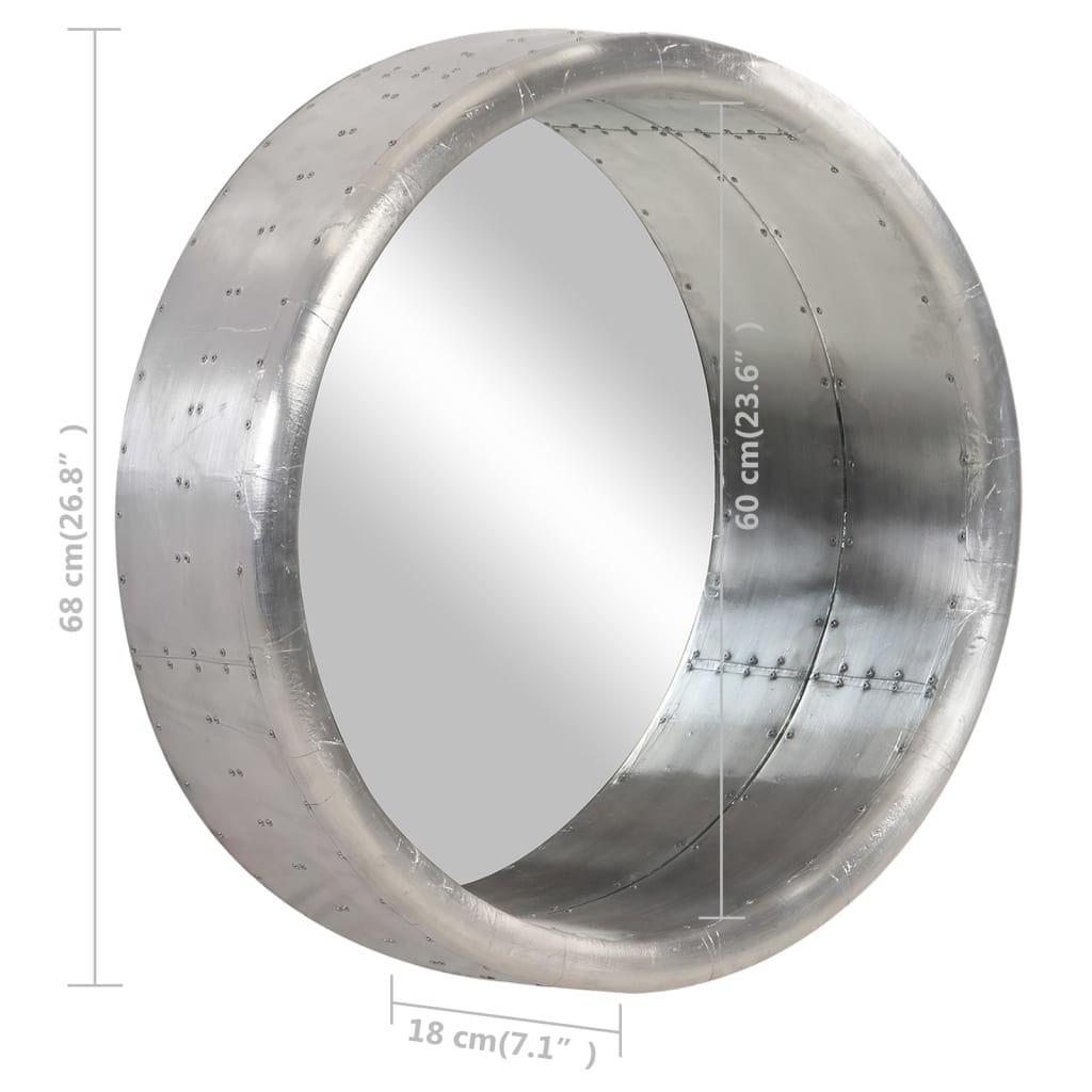 vidaXL spogulis, aviācijas dizains, 68 cm, metāls