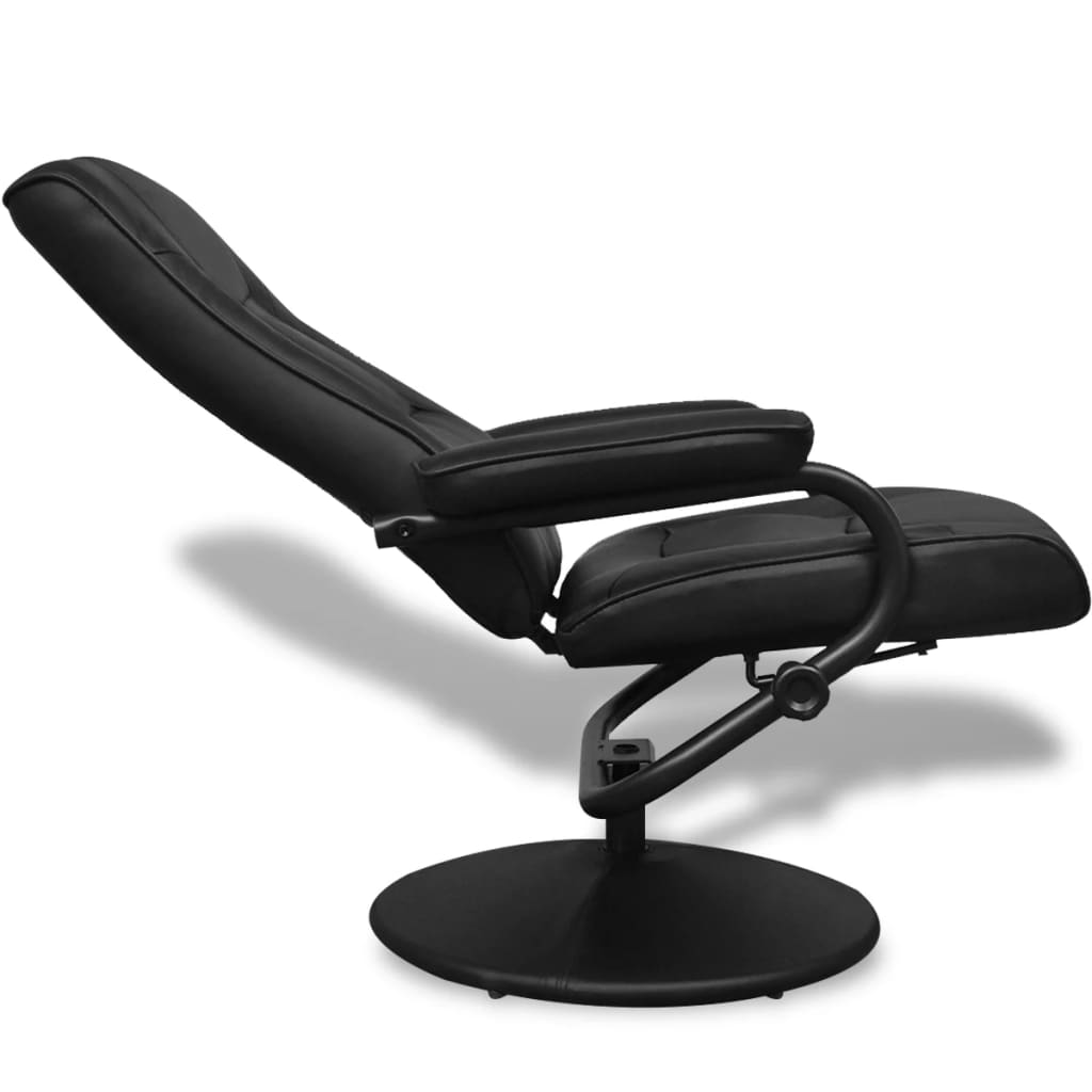 vidaXL TV krēsls ar kāju soliņu, melna mākslīgā āda